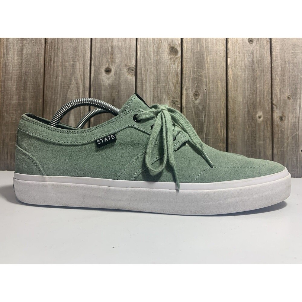 STATE Footwear Bishop Skate Green Suede Leather Shoes, Size 10.5